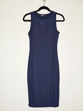 Pretty Garden Sleeveless Navy Ribbed Bodycon Dress